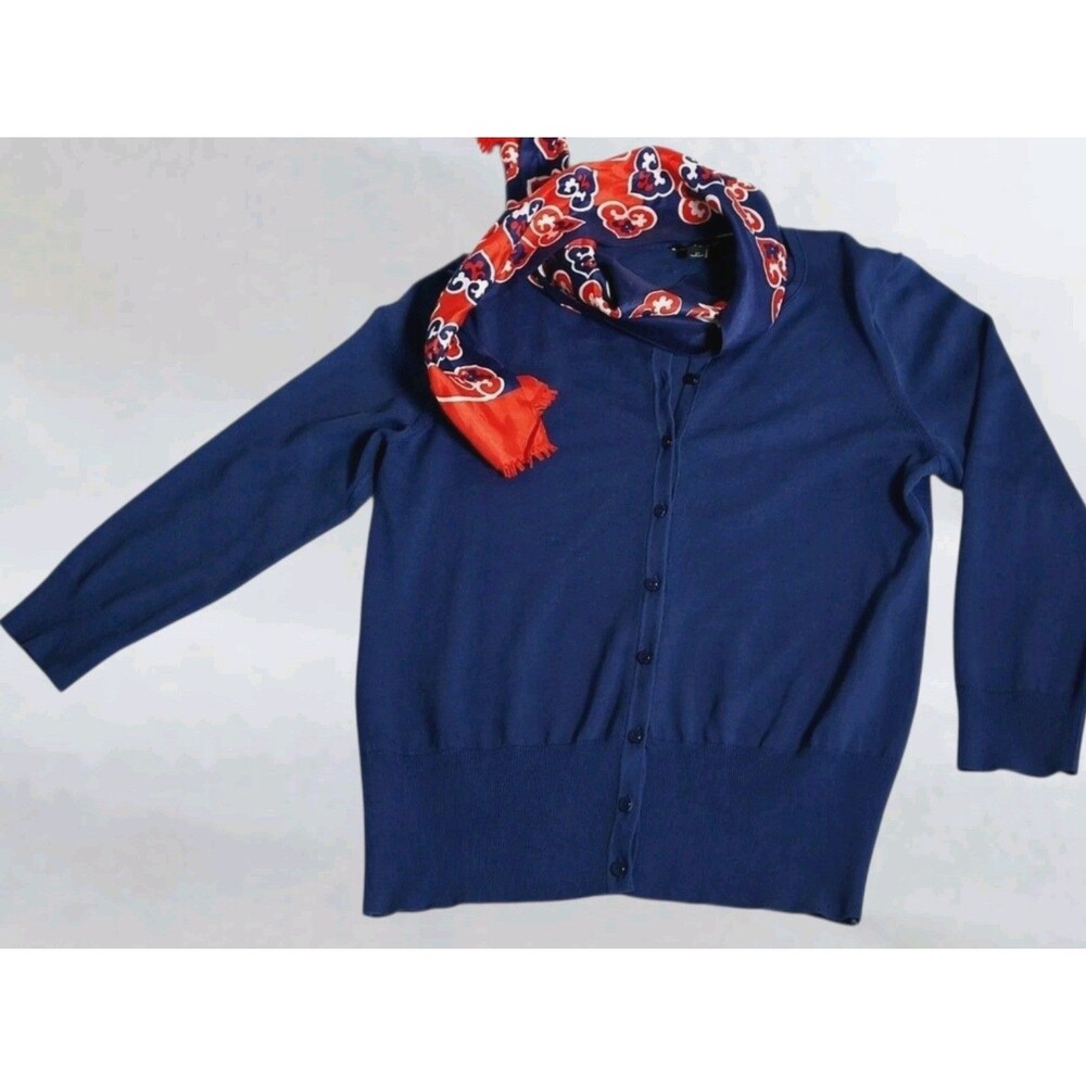 Ann Taylor Navy Button Cardigan Small Minimal Classic Soft Knit Layering Piece